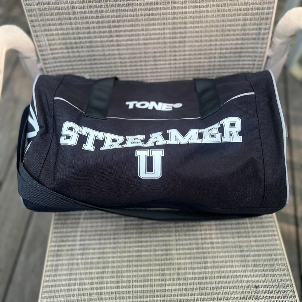 TONE© Streamer University Duffle Bag | Black Gym Travel Bag | NWT Exclusive Drop - Picture 3 of 8
